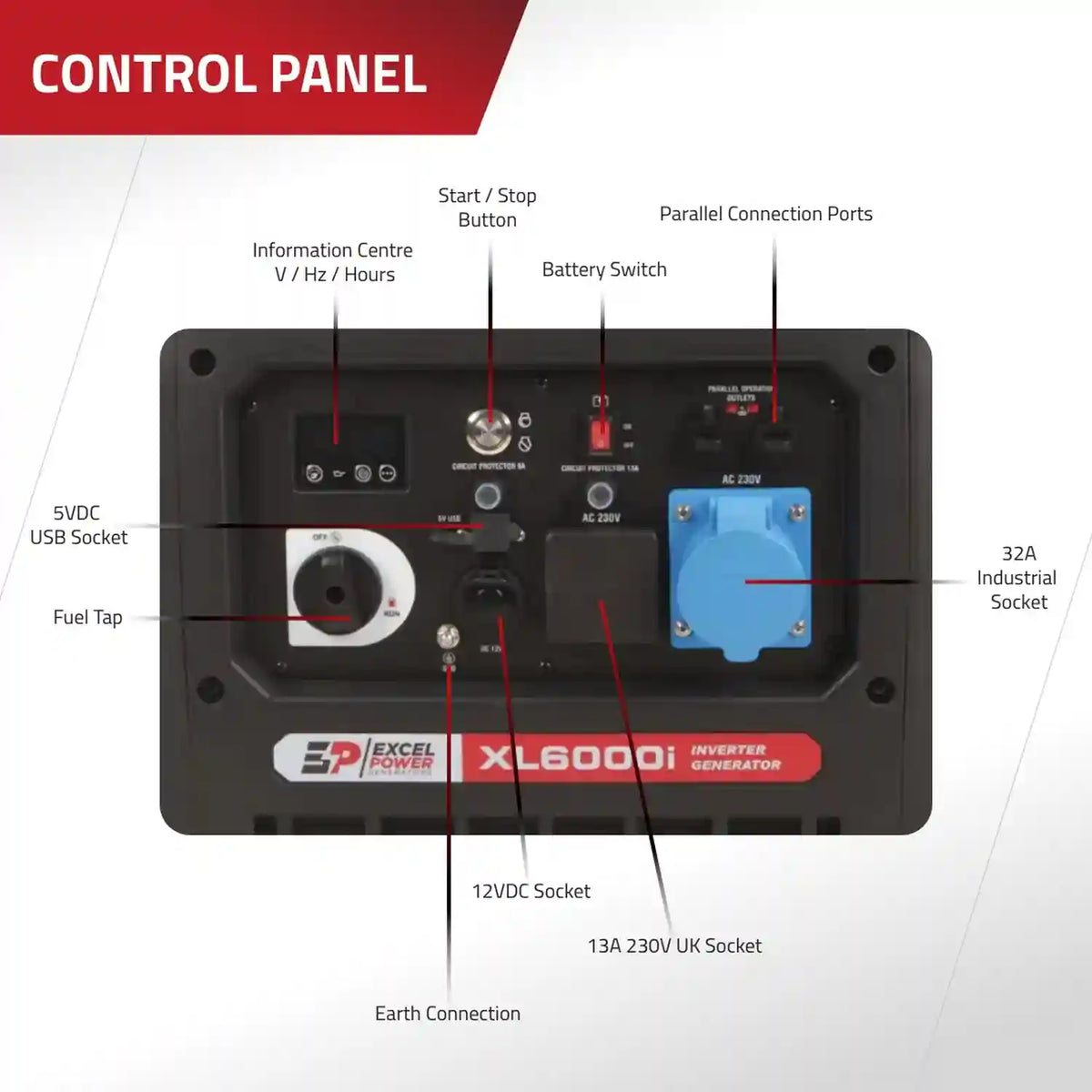 Excel Power XL6000i 6kW Petrol Inverter Generator